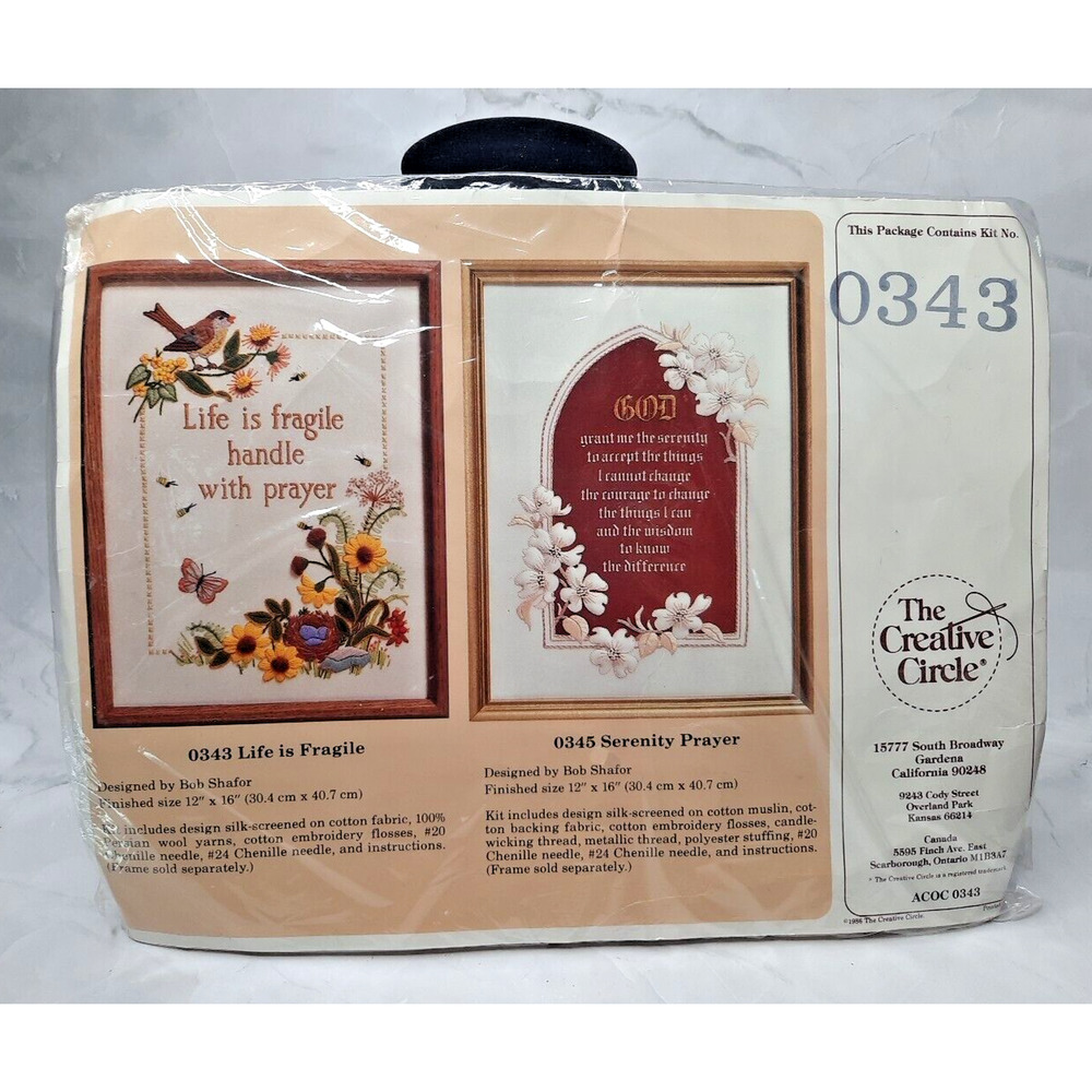 Vintage The Creative Circle Embroidery Kit 0343 Life Is Fragile